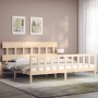 Double bed frame with solid wood headboard by vidaXL, Beds and slatted bases - Ref: Foro24-3193351, Price: 161,31 €, Discount: %