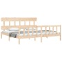 Double bed frame with solid wood headboard by vidaXL, Beds and slatted bases - Ref: Foro24-3193351, Price: 161,31 €, Discount: %