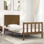 Honey brown solid wood bed frame with headboard by vidaXL, Beds and slatted bases - Ref: Foro24-3193364, Price: 107,38 €, Dis...