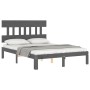 Estructura de cama con cabecero madera maciza gris 120x200 cm de vidaXL, Camas y somieres - Ref: Foro24-3193593, Precio: 133,...