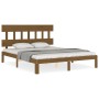 Honey brown wooden bed frame with headboard 160x200 cm by vidaXL, Beds and slatted bases - Ref: Foro24-3193609, Price: 155,23...