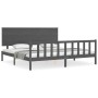 Estructura de cama con cabecero madera maciza gris 200x200 cm de vidaXL, Camas y somieres - Ref: Foro24-3193423, Precio: 178,...