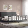 Estructura de cama con cabecero madera maciza gris 200x200 cm de vidaXL, Camas y somieres - Ref: Foro24-3193423, Precio: 178,...