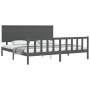 Estructura de cama con cabecero madera maciza gris 200x200 cm de vidaXL, Camas y somieres - Ref: Foro24-3193423, Precio: 178,...