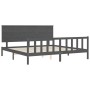 Estructura de cama con cabecero madera maciza gris 200x200 cm de vidaXL, Camas y somieres - Ref: Foro24-3193423, Precio: 178,...