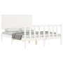 Double bed frame with white solid wood headboard by vidaXL, Beds and slatted bases - Ref: Foro24-3193372, Price: 151,37 €, Di...