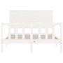 Double bed frame with white solid wood headboard by vidaXL, Beds and slatted bases - Ref: Foro24-3193372, Price: 151,37 €, Di...