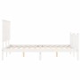 Double bed frame with white solid wood headboard by vidaXL, Beds and slatted bases - Ref: Foro24-3193372, Price: 151,37 €, Di...