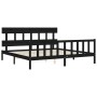 Double bed frame with black solid wood headboard by vidaXL, Beds and slatted bases - Ref: Foro24-3193355, Price: 190,83 €, Di...