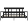 Double bed frame with black solid wood headboard by vidaXL, Beds and slatted bases - Ref: Foro24-3193355, Price: 190,83 €, Di...