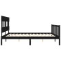 Double bed frame with black solid wood headboard by vidaXL, Beds and slatted bases - Ref: Foro24-3193355, Price: 190,83 €, Di...