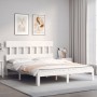 White solid wood bed frame with headboard 160x200 cm by vidaXL, Beds and slatted bases - Ref: Foro24-3193607, Price: 146,60 €...