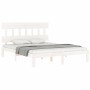 White solid wood bed frame with headboard 160x200 cm by vidaXL, Beds and slatted bases - Ref: Foro24-3193607, Price: 146,60 €...