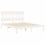 White solid wood bed frame with headboard 160x200 cm by vidaXL, Beds and slatted bases - Ref: Foro24-3193607, Price: 146,60 €...