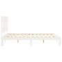 White solid wood bed frame with headboard 160x200 cm by vidaXL, Beds and slatted bases - Ref: Foro24-3193607, Price: 146,60 €...