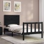 Bed frame with black solid wood headboard 100x200 cm by vidaXL, Beds and slatted bases - Ref: Foro24-3193395, Price: 137,96 €...