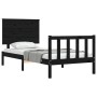 Bed frame with black solid wood headboard 100x200 cm by vidaXL, Beds and slatted bases - Ref: Foro24-3193395, Price: 137,96 €...