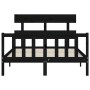 Double bed frame with black solid wood headboard by vidaXL, Beds and slatted bases - Ref: Foro24-3193250, Price: 162,47 €, Di...