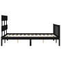 Double bed frame with black solid wood headboard by vidaXL, Beds and slatted bases - Ref: Foro24-3193250, Price: 162,47 €, Di...