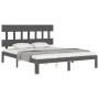 Double bed frame with gray solid wood headboard by vidaXL, Beds and slatted bases - Ref: Foro24-3193603, Price: 157,15 €, Dis...