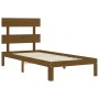 Estructura de cama con cabecero madera maciza marrón miel de vidaXL, Camas y somieres - Ref: Foro24-3193494, Precio: 102,40 €...