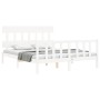 White solid wood bed frame with headboard 160x200 cm by vidaXL, Beds and slatted bases - Ref: Foro24-3193347, Price: 149,60 €...