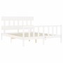 White solid wood bed frame with headboard 160x200 cm by vidaXL, Beds and slatted bases - Ref: Foro24-3193347, Price: 149,60 €...