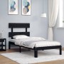 Single bed frame with black solid wood headboard by vidaXL, Beds and slatted bases - Ref: Foro24-3193495, Price: 98,39 €, Dis...