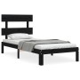 Single bed frame with black solid wood headboard by vidaXL, Beds and slatted bases - Ref: Foro24-3193495, Price: 98,39 €, Dis...