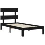 Single bed frame with black solid wood headboard by vidaXL, Beds and slatted bases - Ref: Foro24-3193495, Price: 98,39 €, Dis...