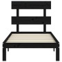 Single bed frame with black solid wood headboard by vidaXL, Beds and slatted bases - Ref: Foro24-3193495, Price: 98,39 €, Dis...