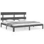 Estructura de cama con cabecero madera maciza gris 200x200cm de vidaXL, Camas y somieres - Ref: Foro24-3193553, Precio: 168,8...