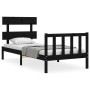 Estructura de cama con cabecero madera maciza negro 90x200 cm de vidaXL, Camas y somieres - Ref: Foro24-3193260, Precio: 143,...