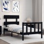 Estructura de cama con cabecero madera maciza negro 90x200 cm de vidaXL, Camas y somieres - Ref: Foro24-3193260, Precio: 143,...