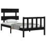 Estructura de cama con cabecero madera maciza negro 90x200 cm de vidaXL, Camas y somieres - Ref: Foro24-3193260, Precio: 143,...