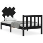 Single bed frame with black solid wood headboard by vidaXL, Beds and slatted bases - Ref: Foro24-3193430, Price: 123,36 €, Di...