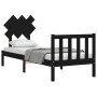 Single bed frame with black solid wood headboard by vidaXL, Beds and slatted bases - Ref: Foro24-3193430, Price: 123,36 €, Di...