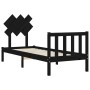 Single bed frame with black solid wood headboard by vidaXL, Beds and slatted bases - Ref: Foro24-3193430, Price: 123,36 €, Di...