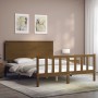 Honey brown wooden bed frame with headboard 160x200 cm by vidaXL, Beds and slatted bases - Ref: Foro24-3193414, Price: 187,99...