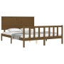 Honey brown wooden bed frame with headboard 160x200 cm by vidaXL, Beds and slatted bases - Ref: Foro24-3193414, Price: 187,99...