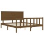 Honey brown wooden bed frame with headboard 160x200 cm by vidaXL, Beds and slatted bases - Ref: Foro24-3193414, Price: 187,99...