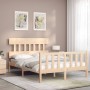 Bed frame with solid wood headboard 120x200 cm by vidaXL, Beds and slatted bases - Ref: Foro24-3193331, Price: 112,99 €, Disc...