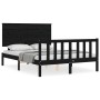 Estructura de cama con cabecero madera maciza negro 120x200 cm de vidaXL, Camas y somieres - Ref: Foro24-3193400, Precio: 180...