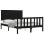 Estructura de cama con cabecero madera maciza negro 120x200 cm de vidaXL, Camas y somieres - Ref: Foro24-3193400, Precio: 180...