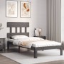 Gray solid wood bed frame with headboard 90x200 cm by vidaXL, Beds and slatted bases - Ref: Foro24-3193583, Price: 106,66 €, ...