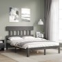 Estructura de cama con cabecero madera maciza gris 140x200 cm de vidaXL, Camas y somieres - Ref: Foro24-3193598, Precio: 136,...