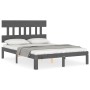 Estructura de cama con cabecero madera maciza gris 140x200 cm de vidaXL, Camas y somieres - Ref: Foro24-3193598, Precio: 136,...