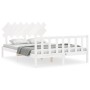 White solid wood bed frame with headboard 140x190 cm by vidaXL, Beds and slatted bases - Ref: Foro24-3193447, Price: 130,69 €...