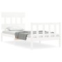 White solid wood bed frame with headboard 90x200 cm by vidaXL, Beds and slatted bases - Ref: Foro24-3193322, Price: 96,99 €, ...