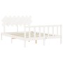 White solid wood bed frame with headboard 140x190 cm by vidaXL, Beds and slatted bases - Ref: Foro24-3193447, Price: 130,69 €...